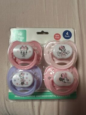 Disney Minnie Mouse 4-Pack Orthodontic Pacifiers in Pink and Lavender